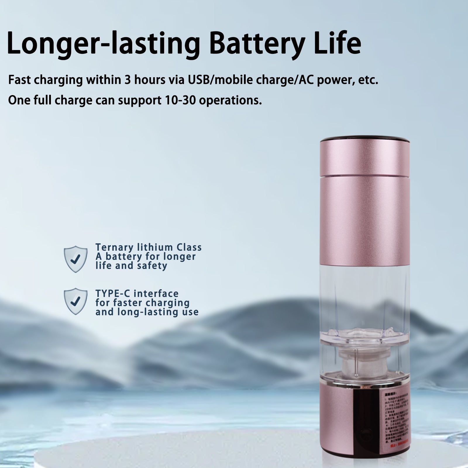 Exclusive Dual Chamber Hydrogen Injection Design 6000 PPB Ultra Saturated Hydrogen Rich Electrolytic Hydrogen Cup