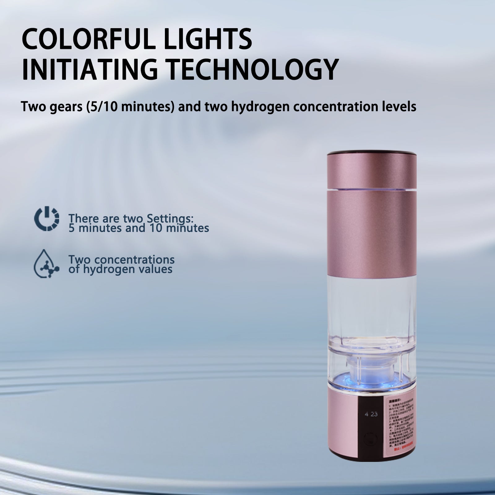 Exclusive Dual Chamber Hydrogen Injection Design 6000 PPB Ultra Saturated Hydrogen Rich Electrolytic Hydrogen Cup